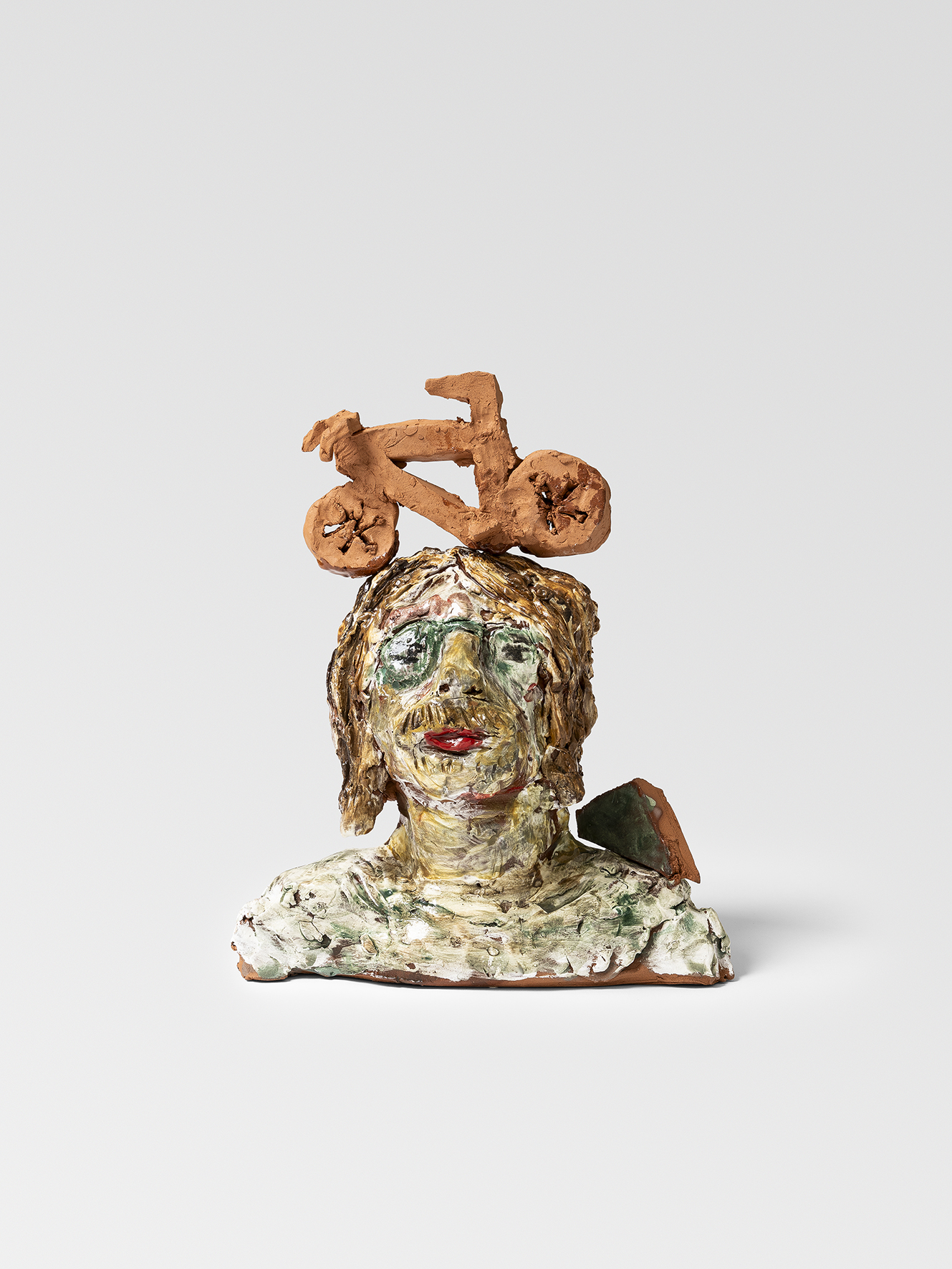 Jennifer Rochlin, Burning Man with a Bike on His Head, 2025